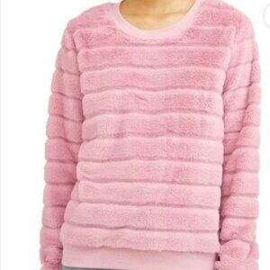 TRIXIE + LULU BLUSH PINK FAUX FUR SWEATER